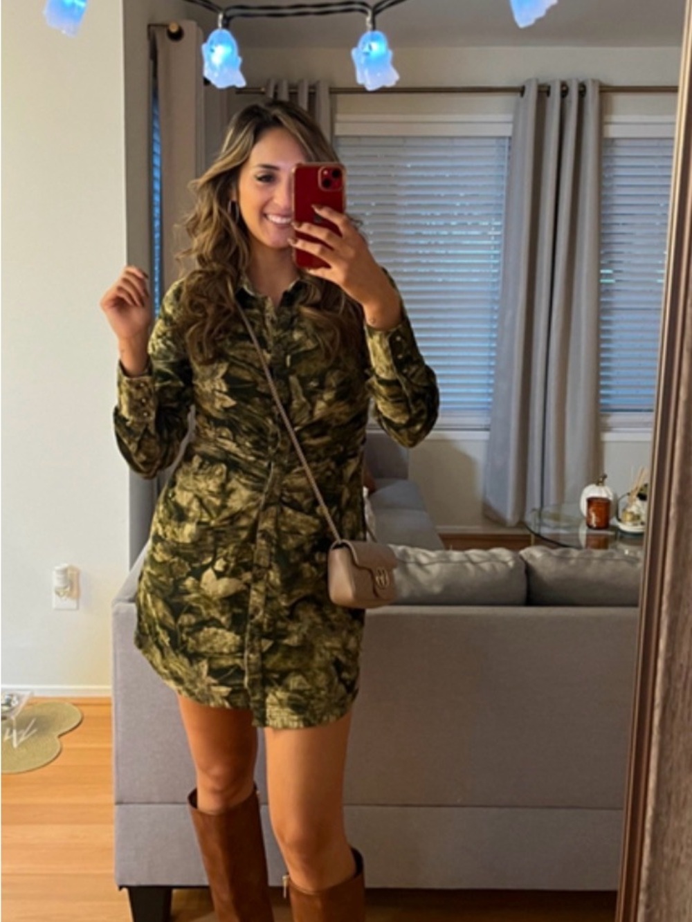 Pilcro Anthropologie ruched camo abstract print‎ dress size 8